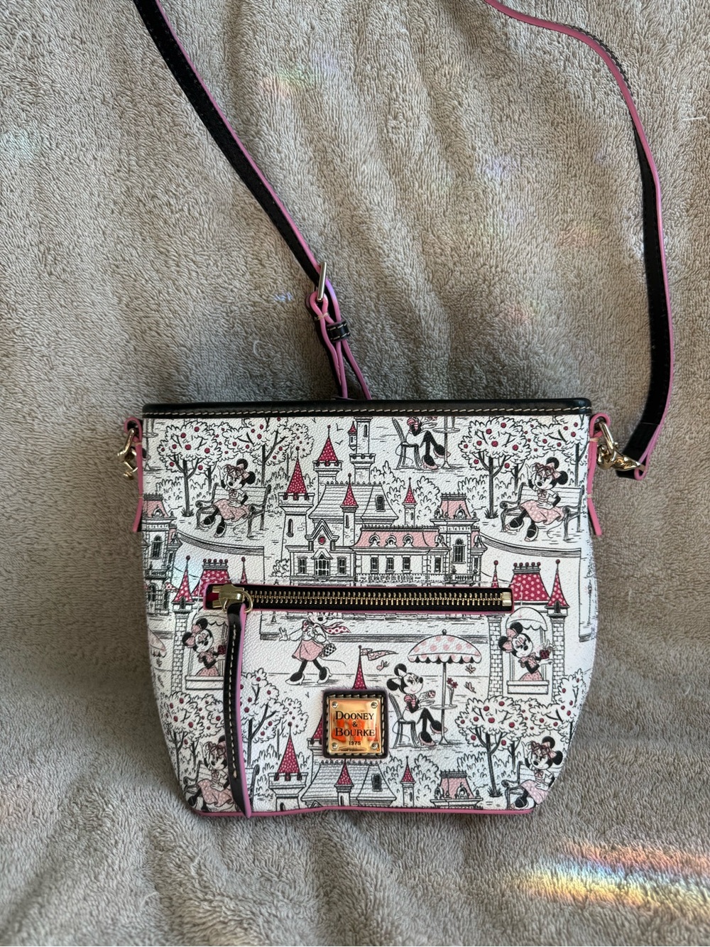Dooney & Bourke White and Pink Disney Castle Crossbody Purse